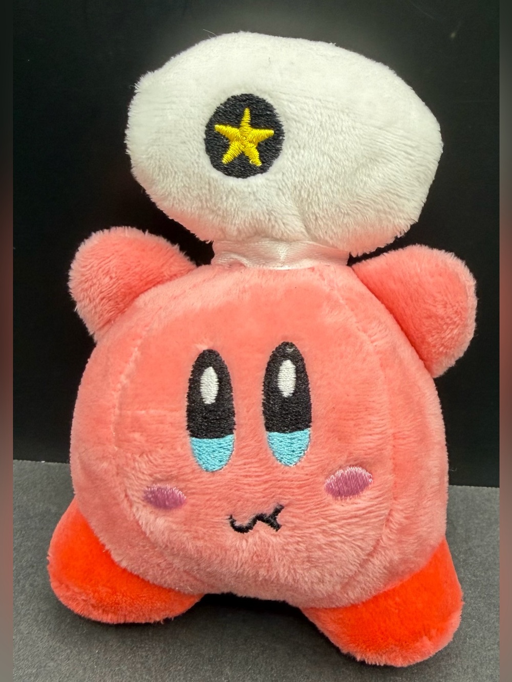 Kirby- Pink w/Star-Hat Plush Keychain Toy - Approx. 5 inches